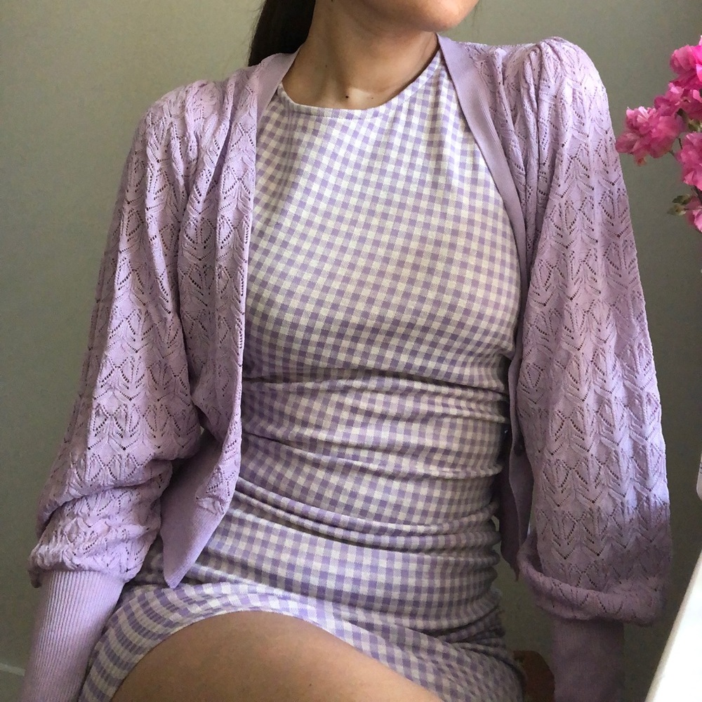 Zara Textured Ruched Lilac Dress